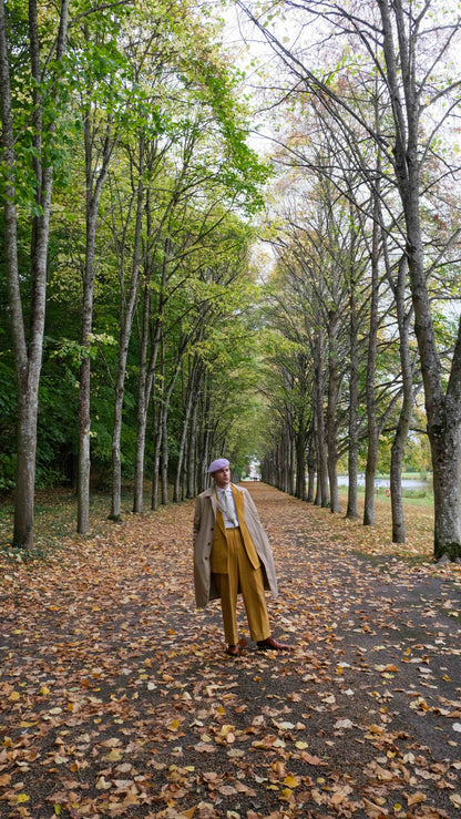 Herrainpukimon sadetakki mittatilauksena (car coat)