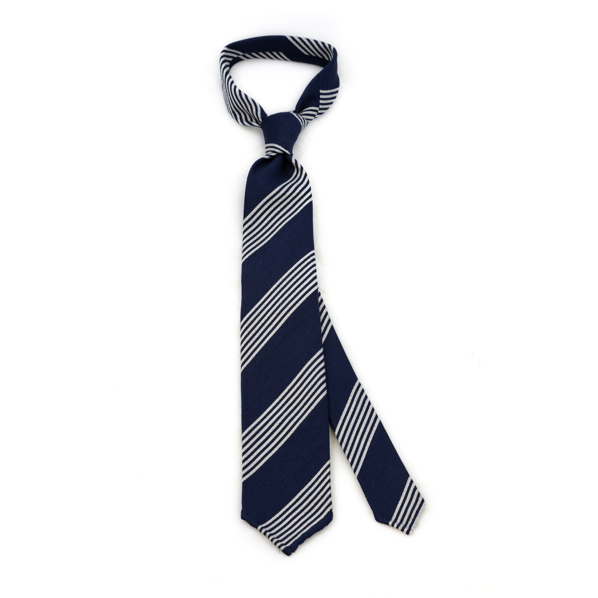 DLA 5-fold navy and white striped tie