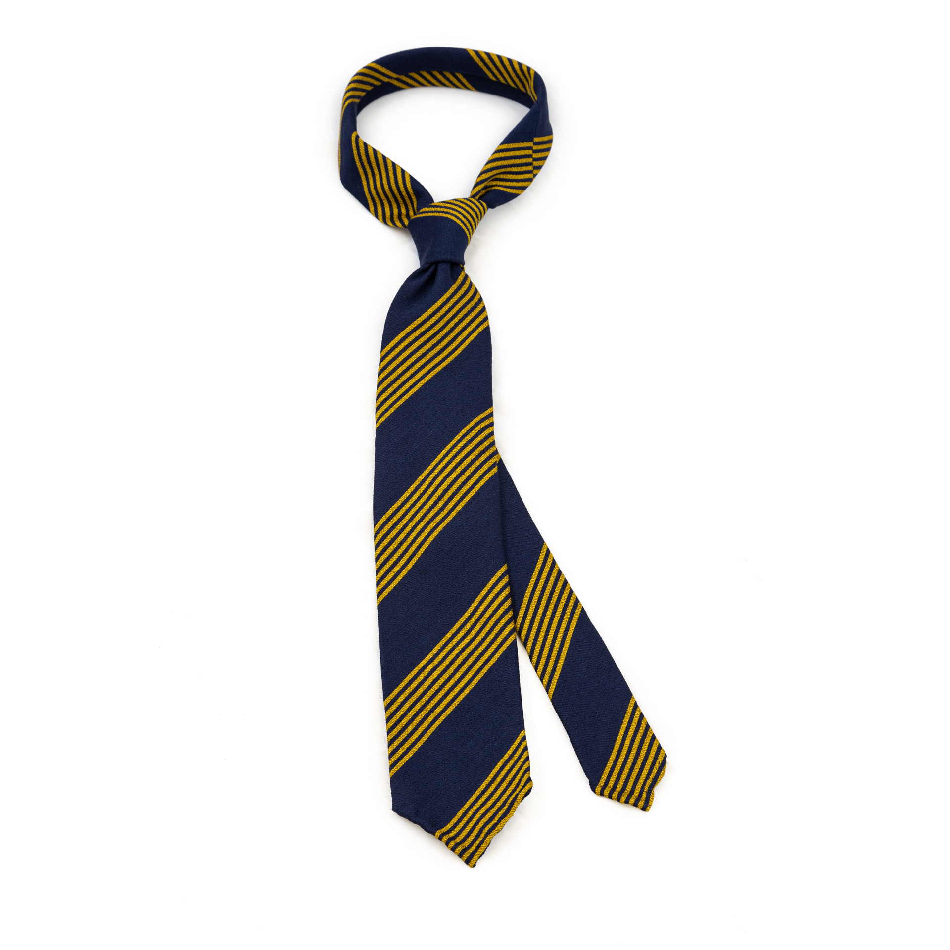 DLA 5-fold navy and yellow striped tie