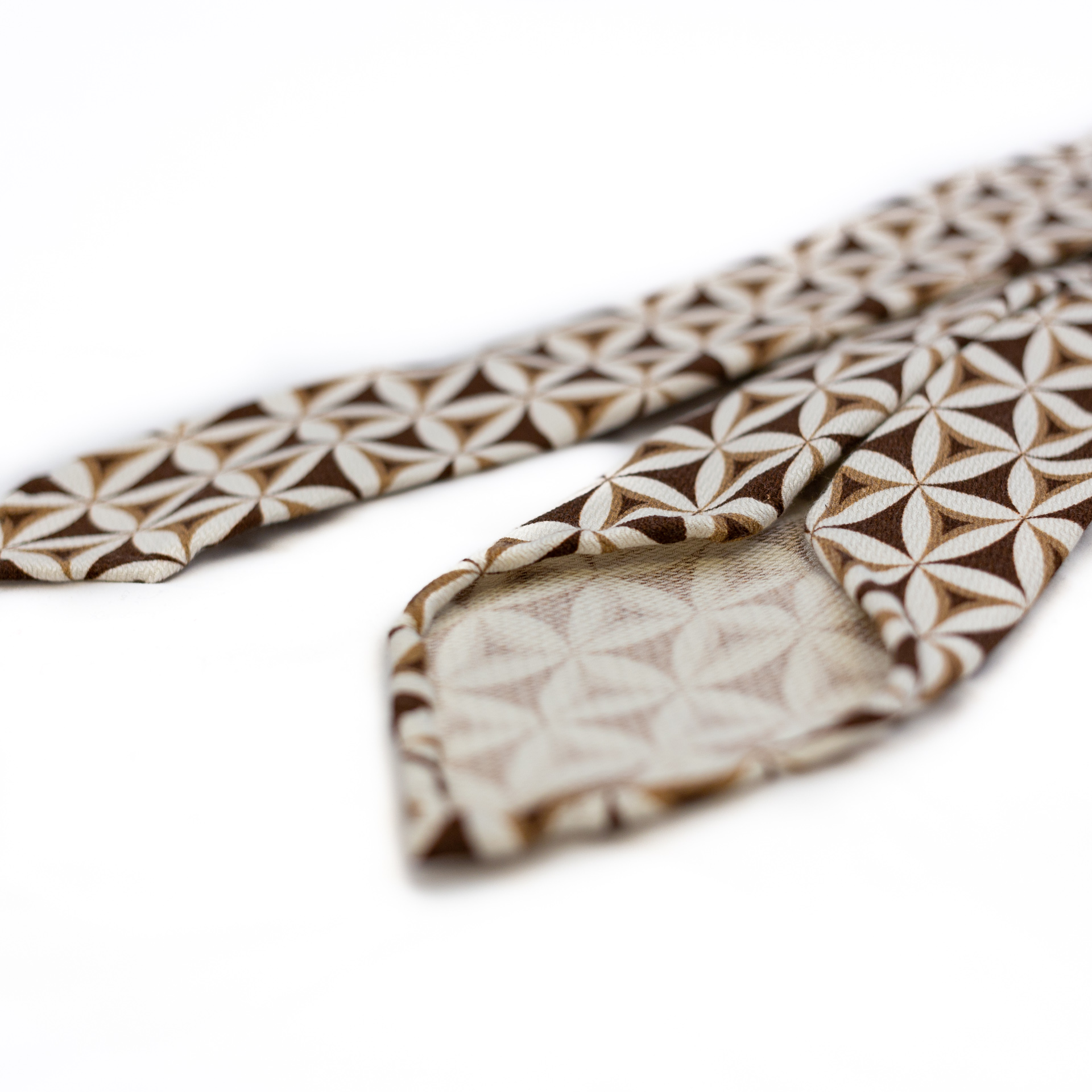 DLA brown diamond pattern soft silk tie details
