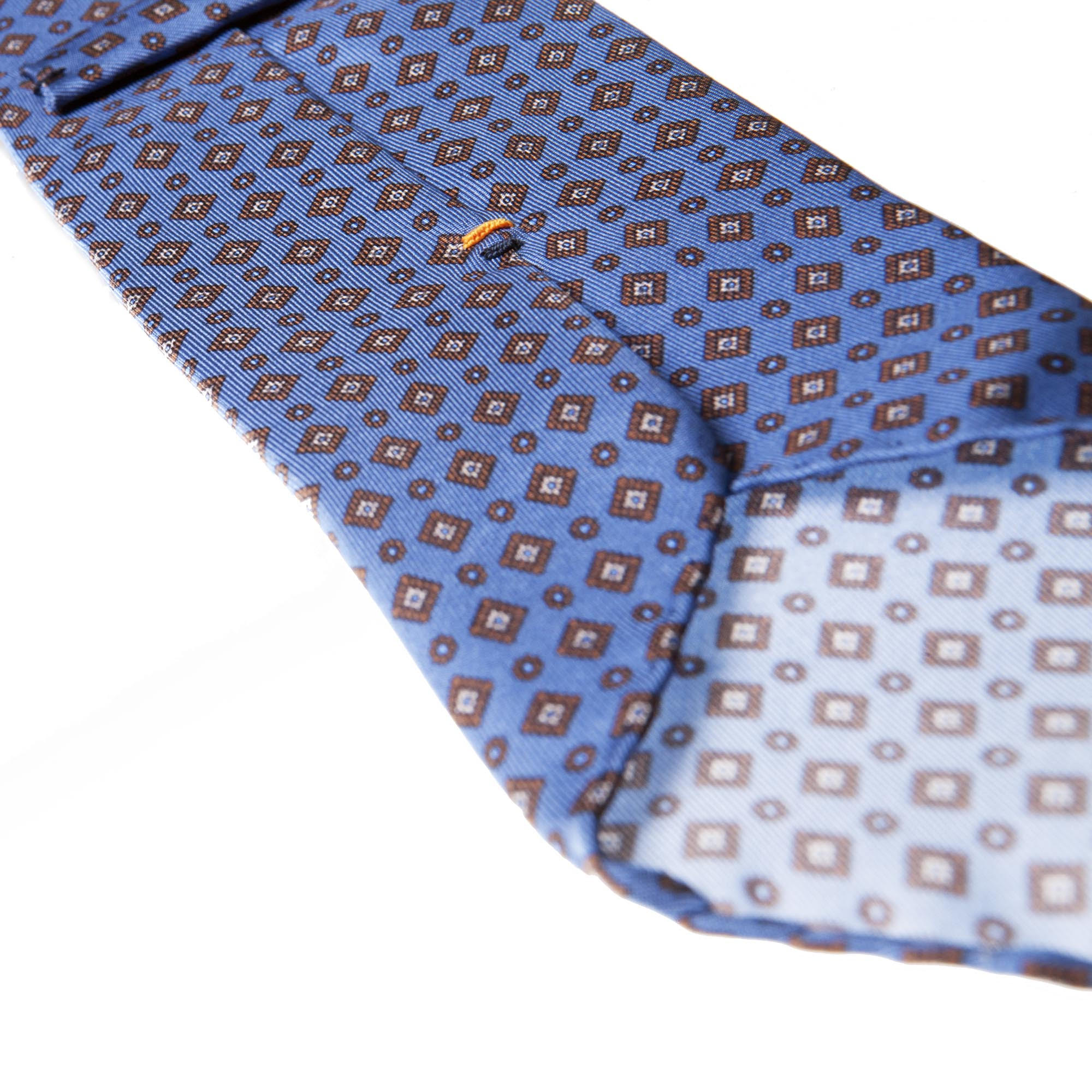 Light blue 5-fold printed silk tie_details